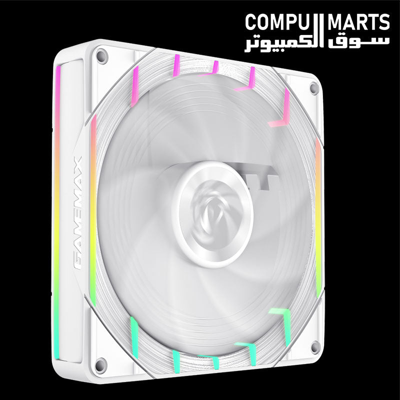 GAMEMAX Tornado T14 ARGB-W PWM cooling fan with 66.89 CFM airflow