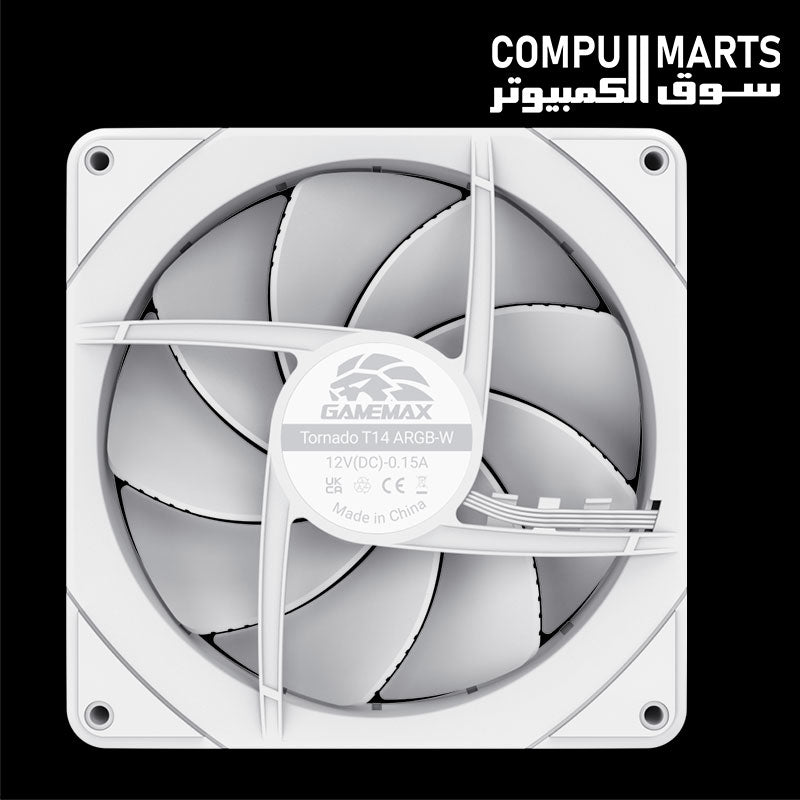 GAMEMAX Tornado T14 ARGB-W hydraulic bearing case fan