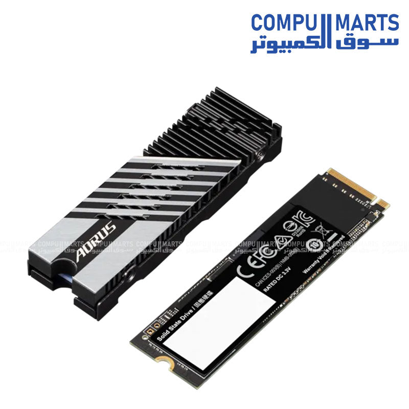 GIGABYTE AORUS Gen4 7300 SSD 1TB with PCI-Express 4.0 x4 NVMe 1.4 interface, M.2 2280 form factor, DDR4 1GB cache, and up to 7300 MB/s read speed
