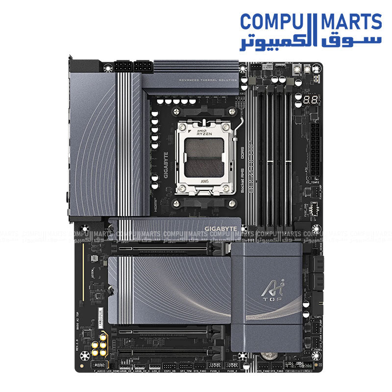 GIGABYTE B850 AI TOP – ATX AM5 Motherboard – DDR5 OC up to 8600MT/s – PCIe 5.0 x16 – Wi‑Fi 7 & Dual 10GbE LAN – EZ‑Latch M.2 Slots