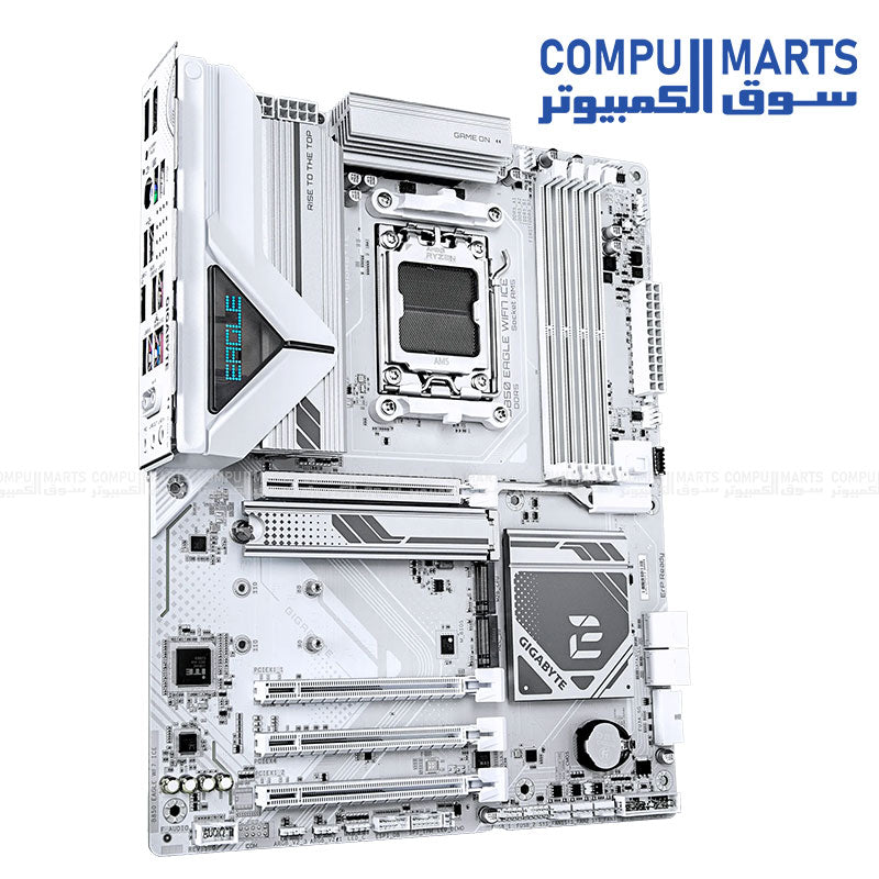 GIGABYTE B850 EAGLE WiFi7 ICE – White AM5 ATX motherboard – DDR5 up to 8200MT/s OC – PCIe 5.0 x16 – Wi‑Fi 7 & 2.5 GbE LAN – 3× M.2 Slots