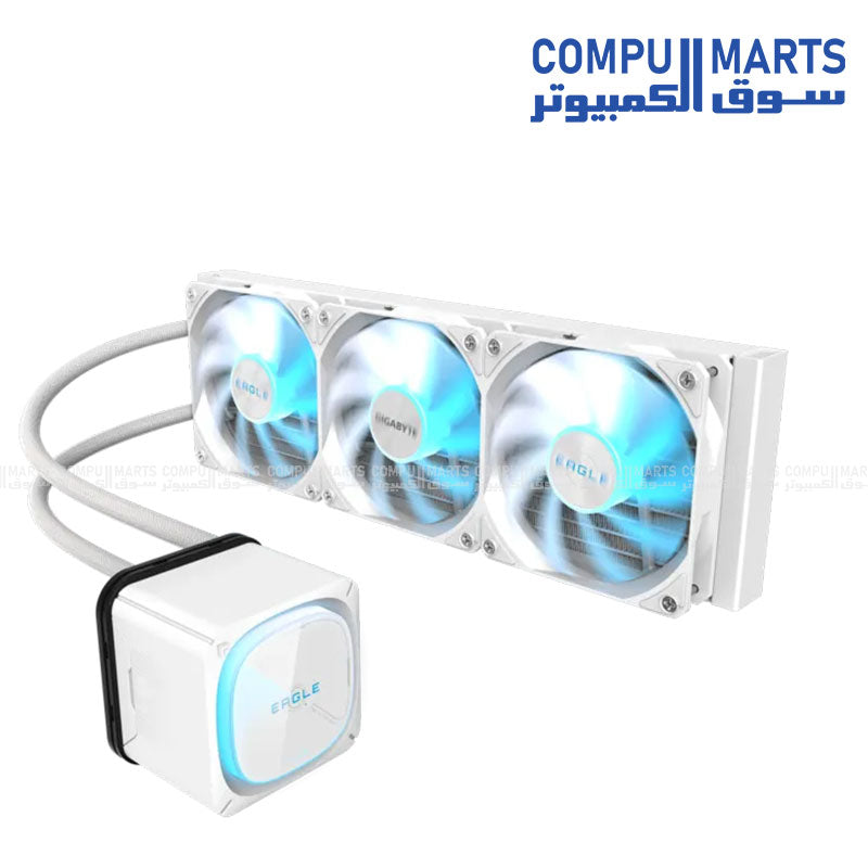 CPU cooling hardware from GIGABYTE with Intel 1851, 1700, 115X, and 1200 socket compatibility alongside AMD AM5 and AM4 support