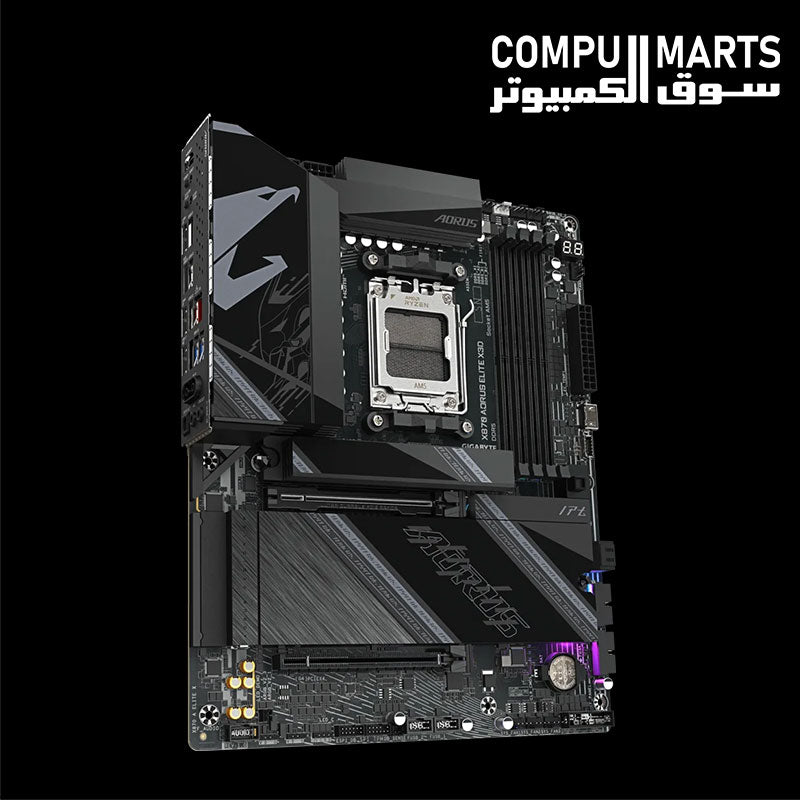 GIGABYTE X870 AORUS ELITE X3D motherboard with PCIe 5.0 graphics slot