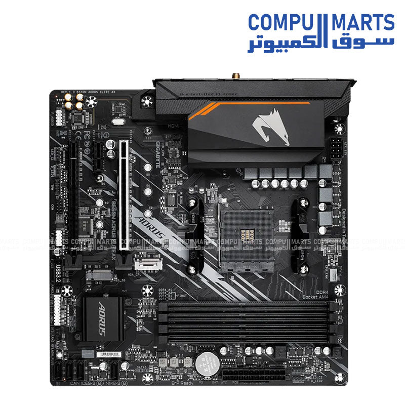 AMD B550 Micro ATX motherboard supporting Ryzen 5000, Ryzen 4000G, and Ryzen 3000 processors with Wi-Fi 6E