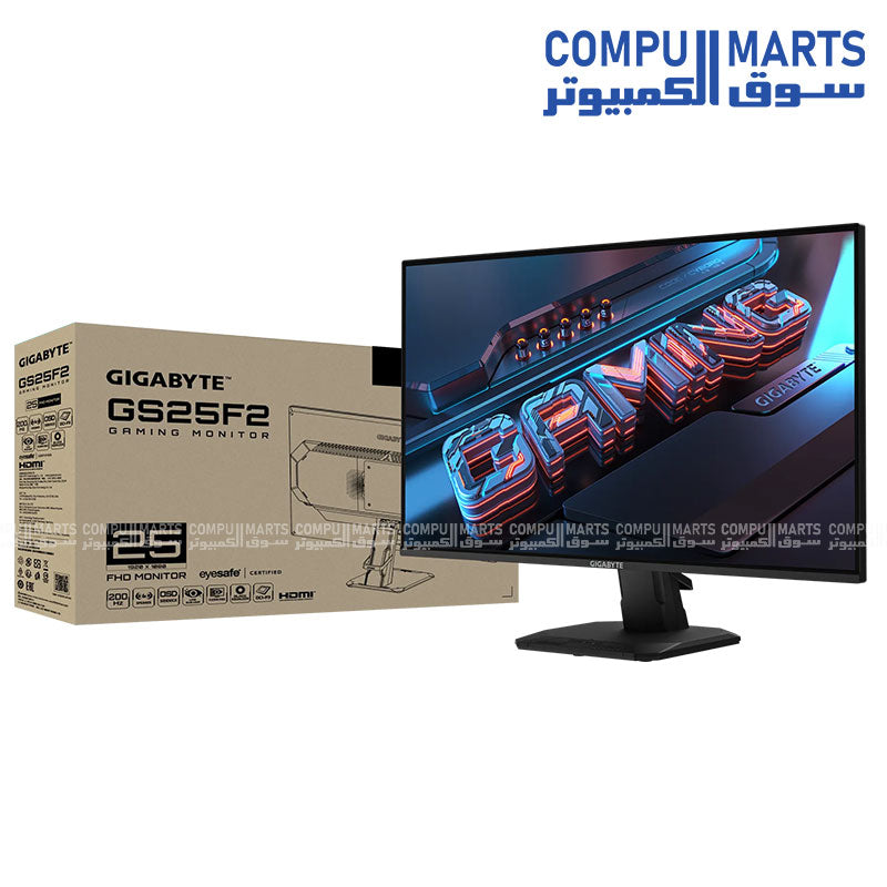 Gigabyte GS25F2 EU 24.5-inch IPS FHD Gaming Monitor – 200Hz, 1ms, HDR10, 120% sRGB, HDMI 2.0, DisplayPort, Built-in Speakers – Egypt