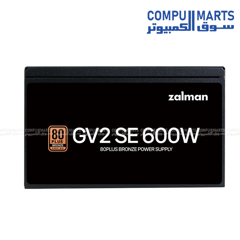 GV2SE 600W unit featuring hydro dynamic bearing fan 120mm size and active PFC design with stable performance specifications from Compumarts