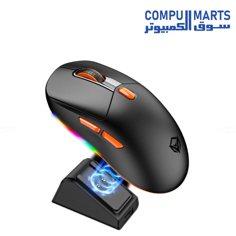 Meetion Air GW38 Pixart PAW3104 with charging base 3-mode rechargeable wireless and Bluetooth gaming mouse black