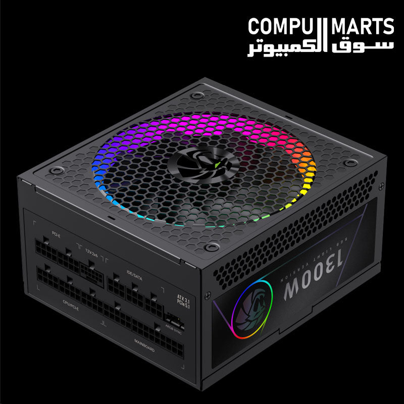 1300W GameMax power supply with 140mm ARGB LED fan