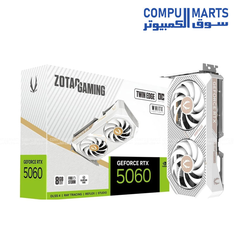 ZOTAC Gaming GeForce RTX 5060 Twin Edge OC White Edition 8GB GDDR6 Graphics Card with IceStorm 2.0 Cooling and DLSS 3 egypt