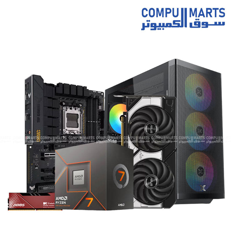 Gaming PC with Ryzen 7 8700F and RTX graphics options.