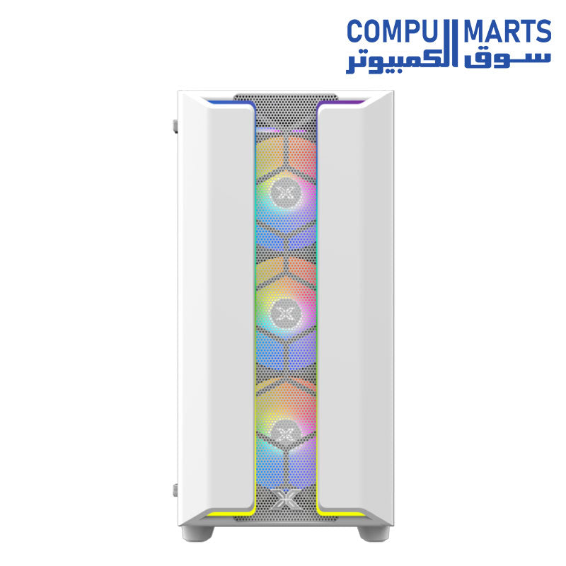 XIGMATEK Gaming Y Pro E-ATX gaming case with dual ARGB LED strips, tempered glass side panel, spacious interior, and advanced cooling support for high-performance builds