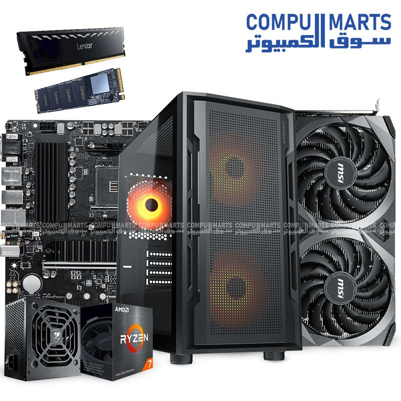 Gaming PC Build – Ryzen 7 5800XT – RTX 3060 12GB – MSI B550M PRO-VDH WIFI – 32GB DDR4 – 500GB NVMe – Cougar Uniface Mini RGB Case