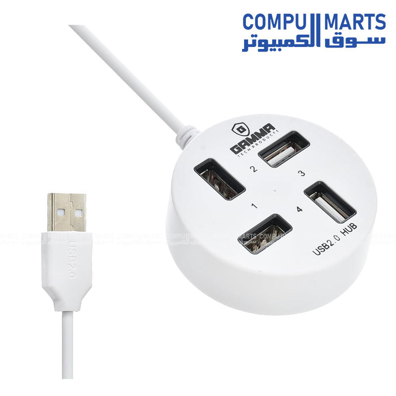 Gamma P-1703 4-Port High-Speed USB Hub – Compact White Design with 2TB Storage Support