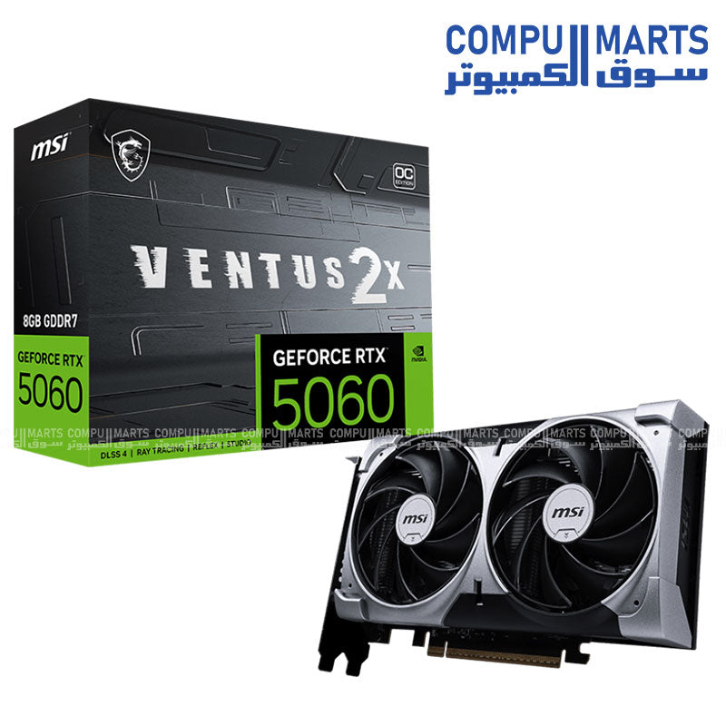 MSI GeForce RTX 5060 8G VENTUS 2X OC – Graphics Card – Dual Fan – GDDR7 – PCIe 5.0