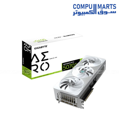 GIGABYTE – Graphics Card – GV-N507TAERO-OC-16GD – RTX 5070 Ti AERO OC 16GB – White Triple-Fan Design