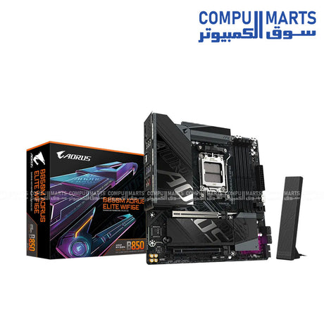 "لوحة أم جيجابايت B850M AORUS ELITE WIFI6E تدعم معالجات AMD سوكيت AM5، DDR5، واي فاي 6E – أفضل مازر بورد للجيمنج في مصر"