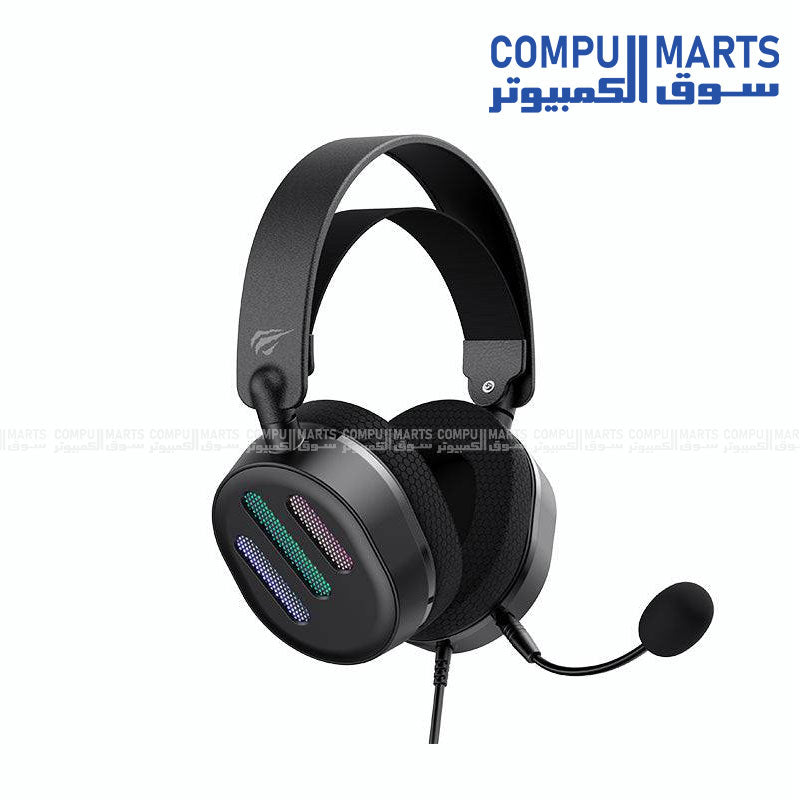 HAVIT H2038U USB 7.1 Gaming Headphones showing 24±15%Ω impedance and 114dB±3dB sensitivity
