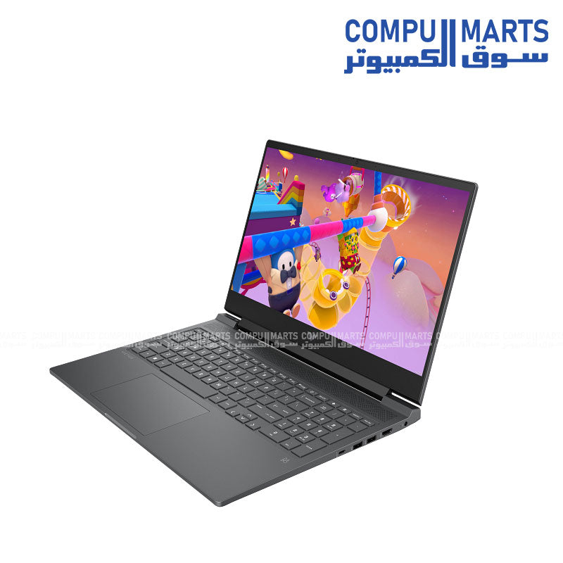 HP Victus 16.1 inch gaming laptop – front view”
“RTX 4070 gaming laptop with i7-14700HX – keyboard and screen”