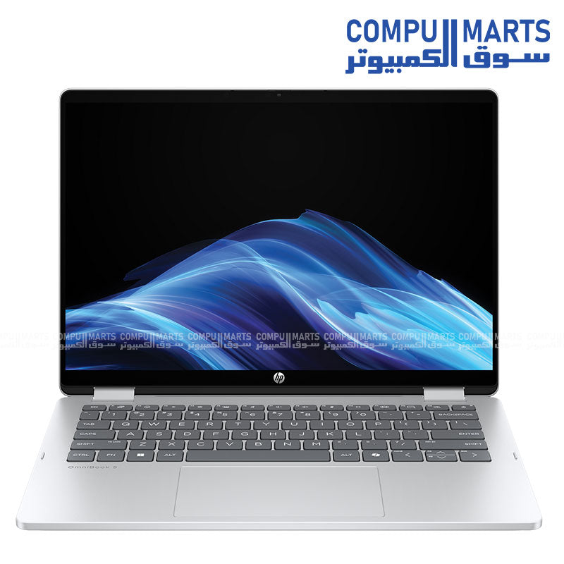 HP OmniBook 5 Flip 14-FP0023DX – 2-in-1 Convertible Laptop with Intel Core 7-150U, 16GB RAM, 512GB SSD, and 14-inch 2K Touch Display – Glacier Silver
