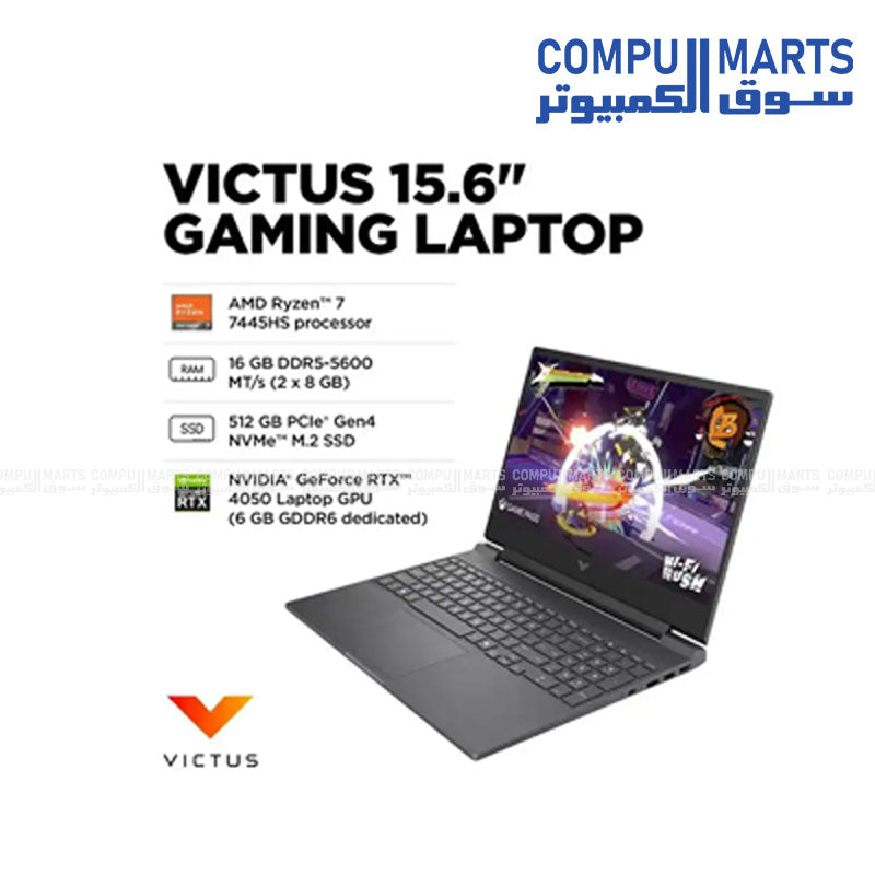 HP Victus Gaming Laptop 15.6 inch with Ryzen 7 7445HS and RTX 4050 graphics
