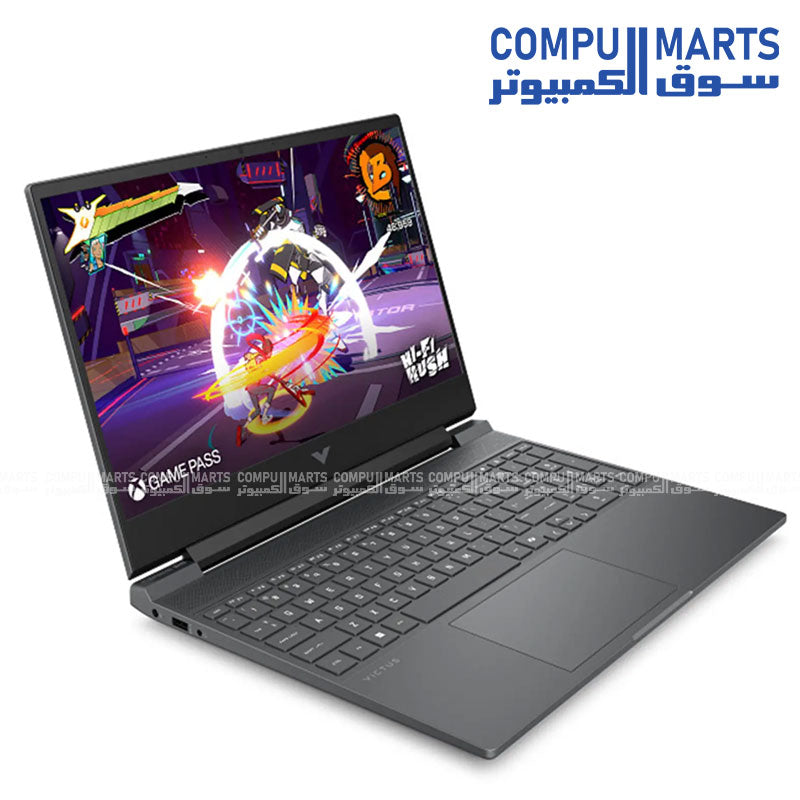 HP Victus 15-r1042ne gaming laptop with Intel Core i7-14700HX processor, NVIDIA GeForce RTX 4050 6GB graphics card, 16GB RAM, 512GB SSD storage, and 15.6-inch Full HD 144Hz display.