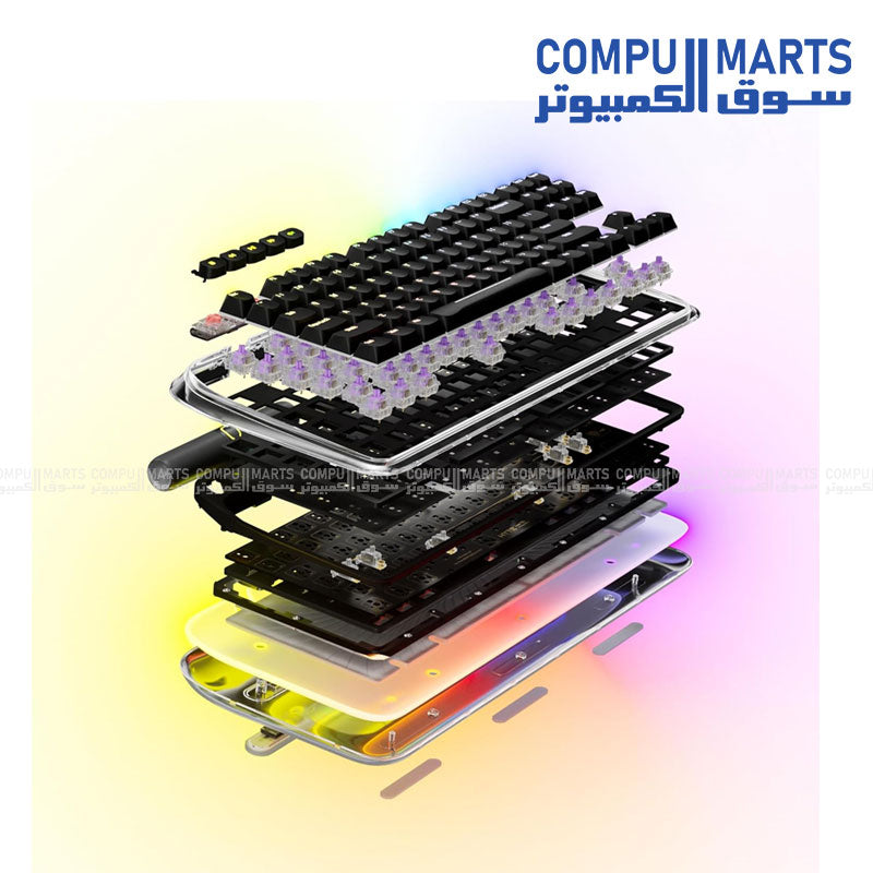 HYTE Meet Keeb TKL RGB Fluffy Lavender Linear Mechanical Keyboard – Tenkeyless, RGB, Hot-Swappable, Gasket Mounted