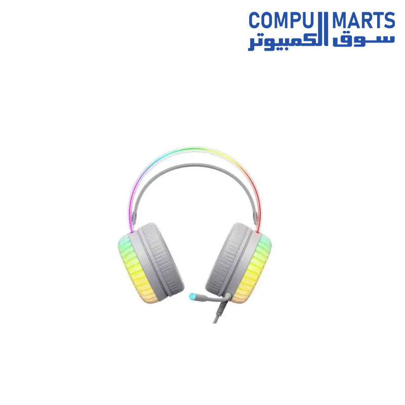 سماعة رأس هافيت جيم نوت H2046U للألعاب بمنفذ USB 7.1 RGB مقاس 50 مم، لون أبيض