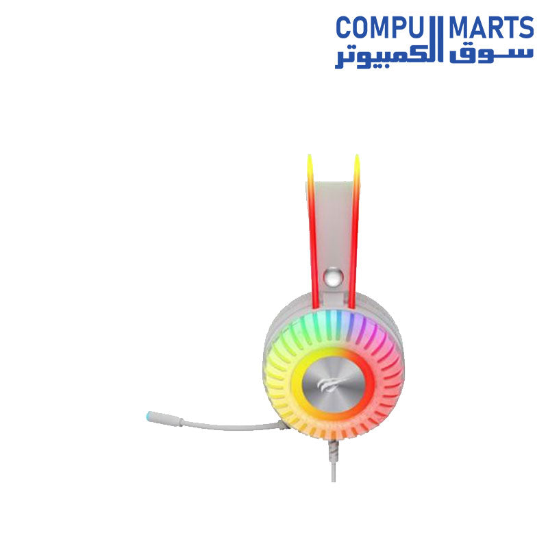 سماعة رأس هافيت جيم نوت H2046U للألعاب بمنفذ USB 7.1 RGB مقاس 50 مم، لون أبيض