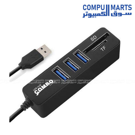 Hub Mini Combo USB 3.0 Splitter with SD/TF Card Reader โ Compact High-Speed Multiport Adapter