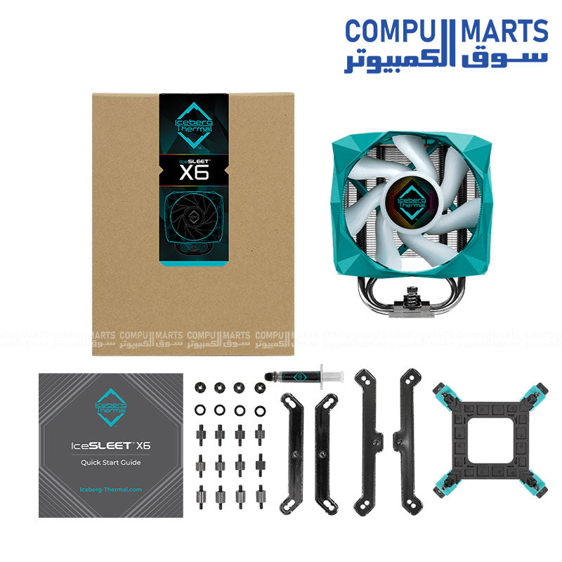 IceSleet X6 ICESLEETX6-00A Addressable RGB CPU Air Cooler 200W – Egypt