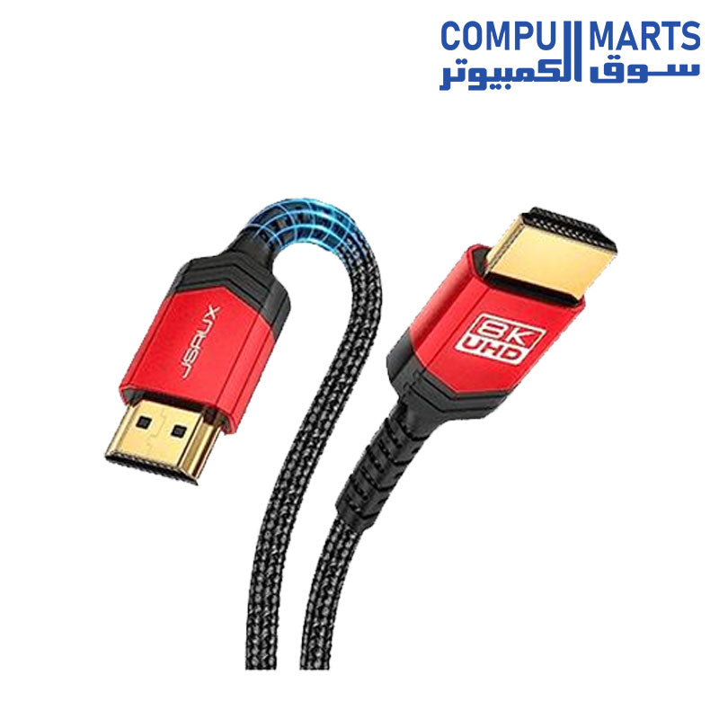 JSAUX CV0011 8K@60Hz HDMI to HDMI Aluminum Alloy Cable RED