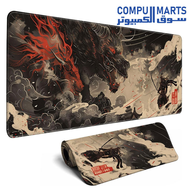 Huge-Demon-VS-Samurai-MOUSE-PAD-Japanese-GAMING