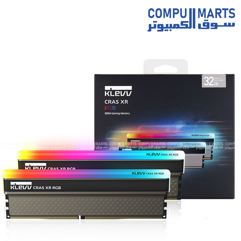 KLEVV CRAS XR RGB 8GB DDR4 3600MHz desktop memory with CL18-22-22-42 timing and Intel XMP 2.0 support in Egypt