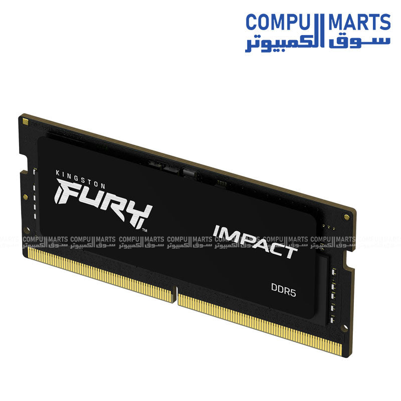 Kingston FURY Impact 32GB (2x16GB) DDR5 5600MHz CL40 SODIMM laptop memory kit with Plug and Play support – high-speed DDR5 RAM for laptops available in Egypt.