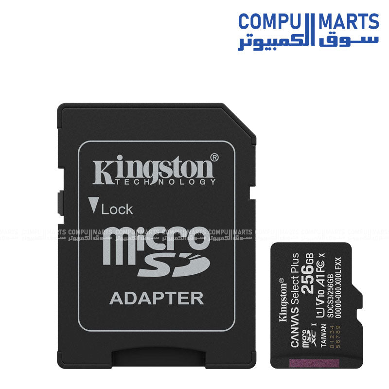 Kingston microSDXC Canvas Select Plus Gen3 128GB / 256GB / 512GB 150MB/s A1 Memory Card with Adapter – Fast Storage for Mobile Devices