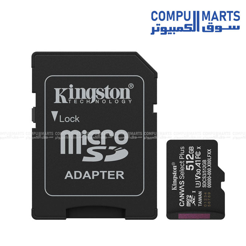 Kingston microSDXC Canvas Select Plus Gen3 128GB / 256GB / 512GB 150MB/s A1 Memory Card with Adapter – Fast Storage for Mobile Devices