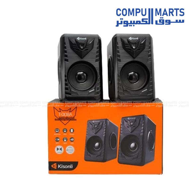 Kisonli A-008 USB 2.0 stereo speaker with LED light for PC and laptop in Egypt