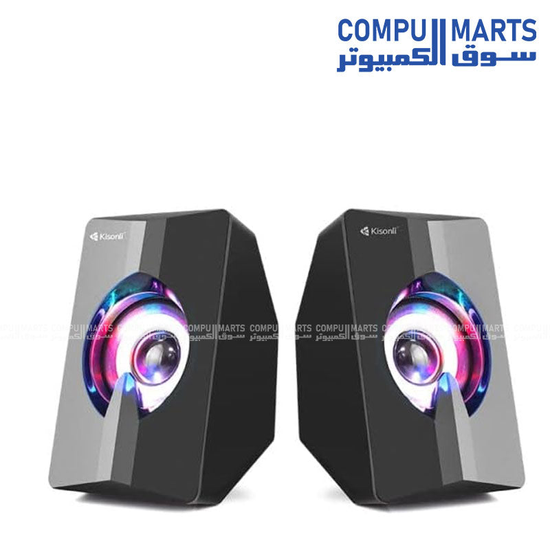 Kisonli L-2020 USB RGB stereo speaker with colorful LED light for laptop and PC in Egypt