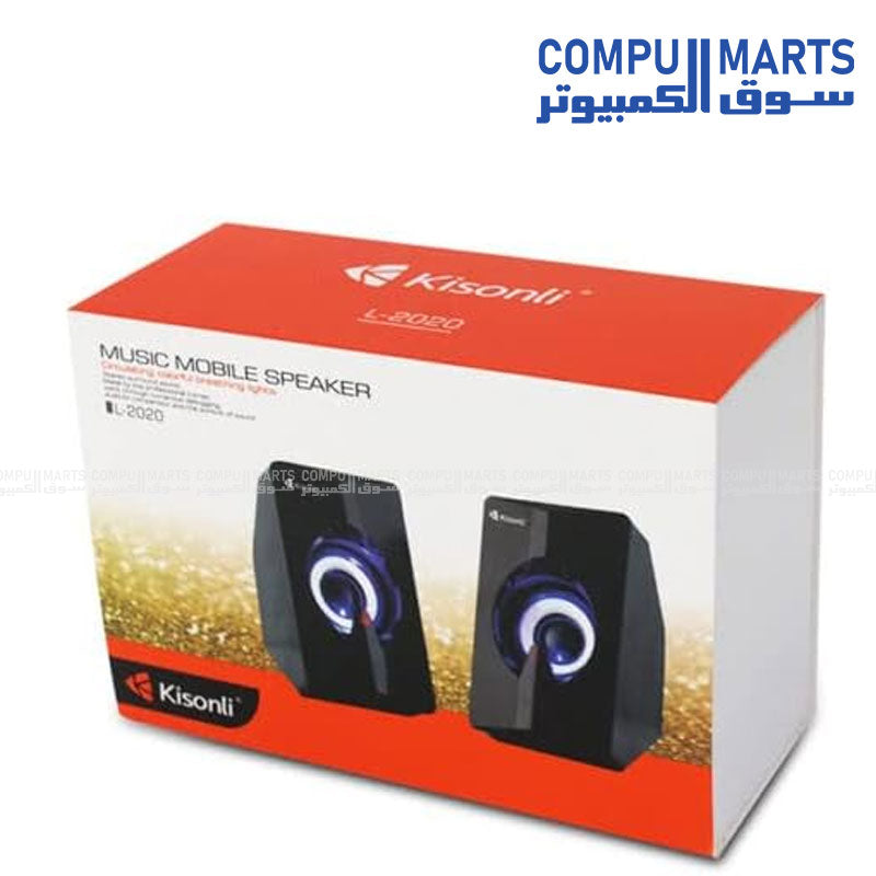 Kisonli L-2020 USB RGB stereo speaker with colorful LED light for laptop and PC in Egypt