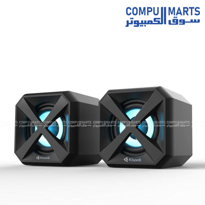 Kisonli L-5050 USB Speaker – Stereo Sound with LED Light