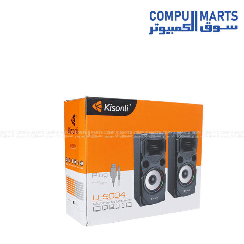 Kisonli U-9004 USB stereo speaker with LED light for laptop and PC in Egypt