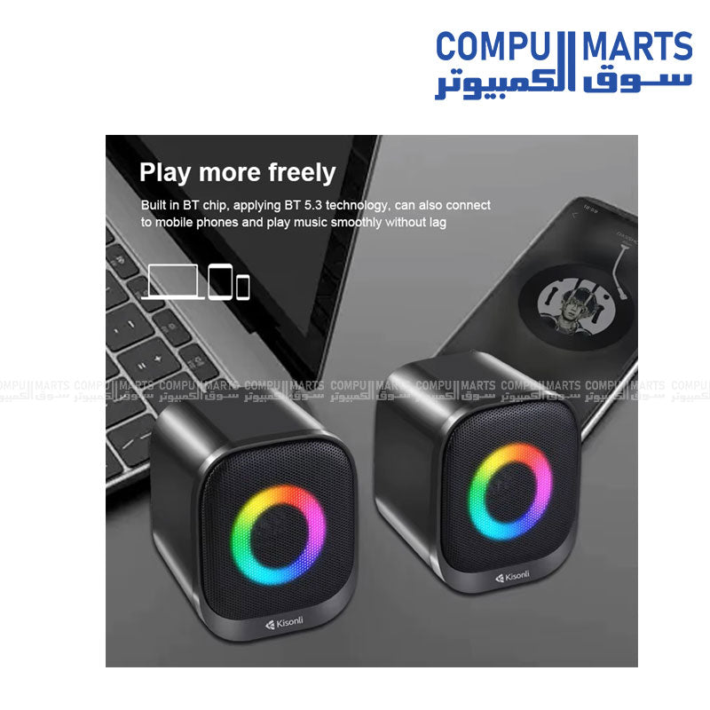 Kisonli X29 Portable Bluetooth Speaker with RGB lighting and deep bass in Egypt