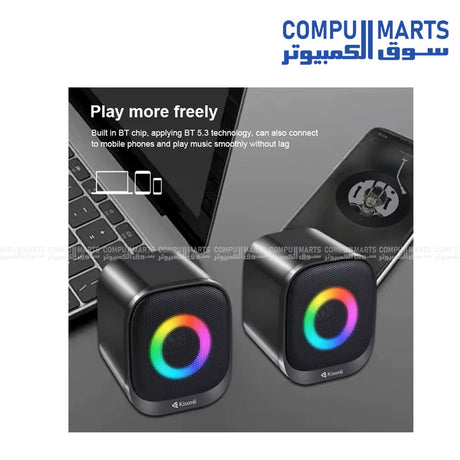 Kisonli X29 Portable Bluetooth Speaker with RGB lighting and deep bass in Egypt