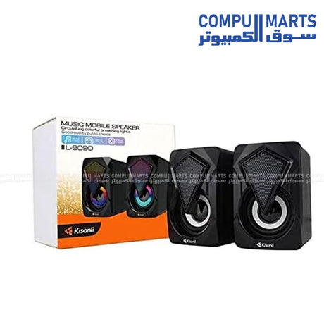 Kisonli L-9090 USB RGB stereo speaker with colorful LED light for laptop and PC in Egypt