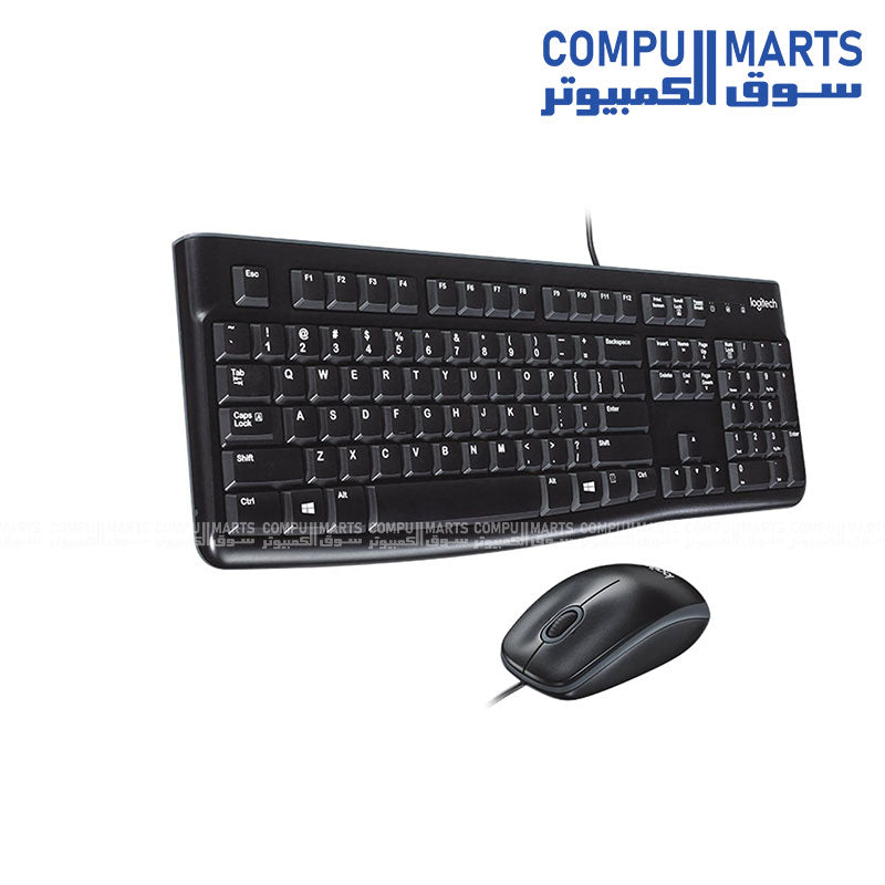 Logitech MK120 Corded Keyboard featuring 104 keys and deep profile key type