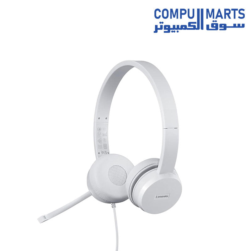 Lenovo 110 Stereo Headset - cable length 1.8m USB.A - Cloud Grey