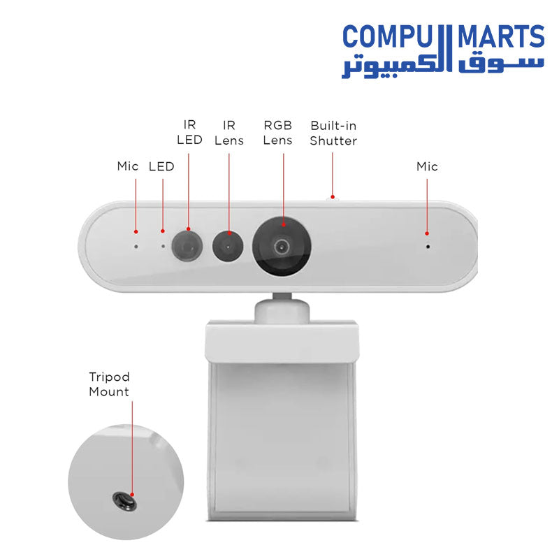 Lenovo 510 Webcam FHD (1920 x 1080) - Privacy shutter - Cloud Grey