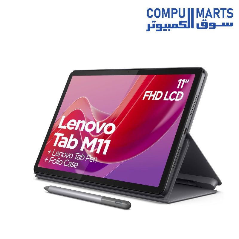 جهاز لينوفو تاب M11 TB330XU، سعة 128 جيجابايت، ذاكرة وصول عشوائي 8 جيجابايت، شاشة 11 بوصة IPS + قلم، لون رمادي قمري