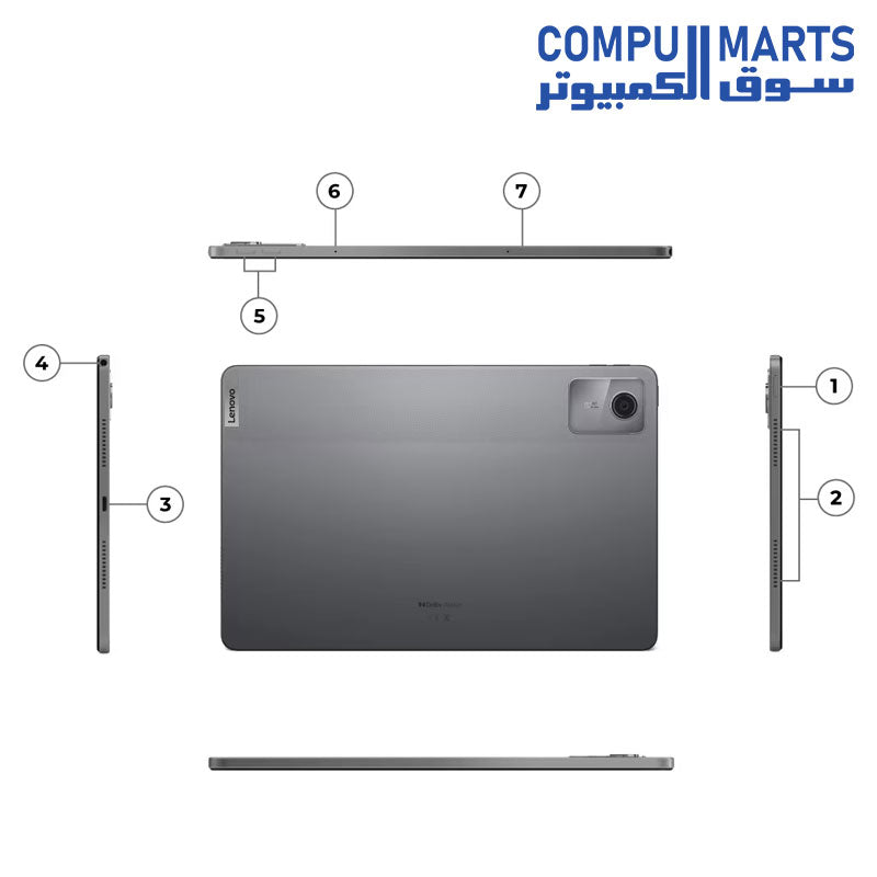 جهاز لينوفو تاب M11 TB330XU، سعة 128 جيجابايت، ذاكرة وصول عشوائي 8 جيجابايت، شاشة 11 بوصة IPS + قلم، لون رمادي قمري