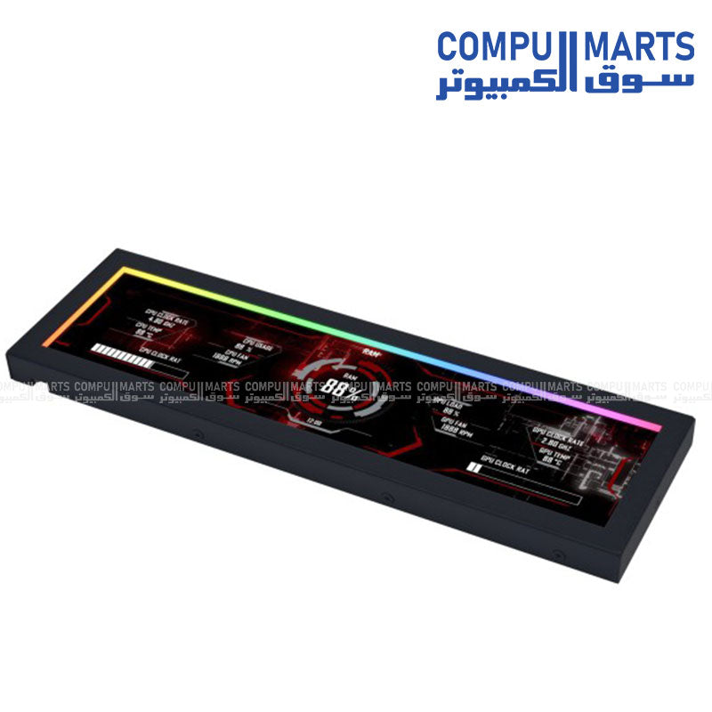 Black Lian Li SM088X mini monitor with 1920×480 display resolution and dynamic screen control from Compumarts.